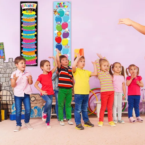 Vista 7 de Tabla de pósteres de feliz cumpleaños, decoración de tablón de anuncios de cumpleaños, recortes para calendarios, tablones de anuncios, aulas