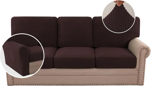 Vista 43 de H.VERSAILTEX Fundas elásticas para sillas de varias piezas, fundas para cojines ajustables para asiento y respaldo