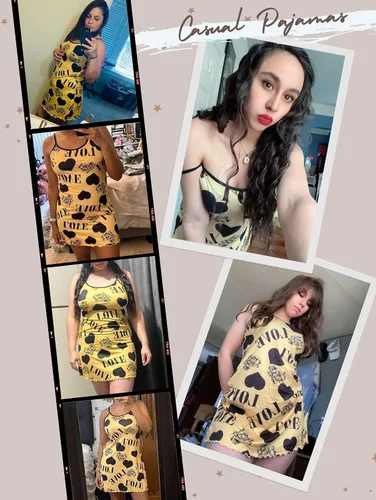 Vista 3 de EVELUST Camisón con estampado de corazón y letras para mujer, pijama casual sin mangas, con dobladillo con volantes, camisón suave