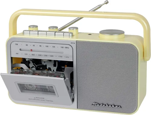 Vista 3 de Studebaker SB2130CS Reproductor de casete portátil con radio AM/FM (crema/plata)