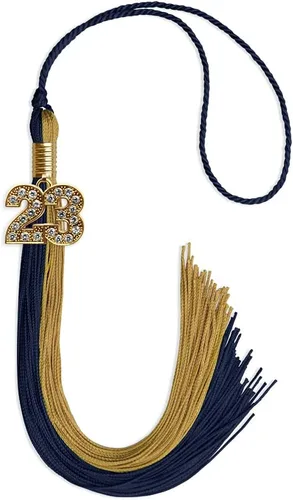 Vista 240 de Endea Graduation Borla de doble color con dije dorado (negro/oro brillante, 2022)