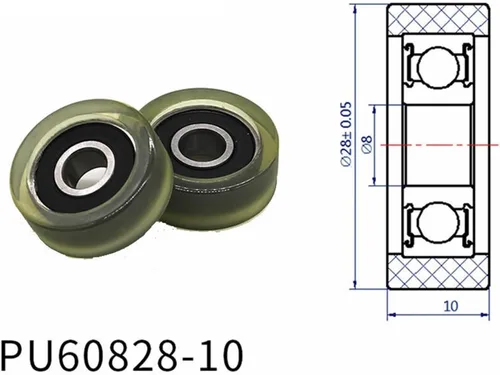 Vista 2 de SSIMOO Diameter 28mm, PU Polyurethane Bearing,Rubber Coated Soft Pulley/Roller, Width 10mm Kindly