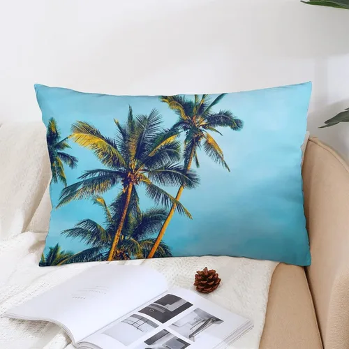 Vista 5 de Protector de almohada de playa con palmeras tropicales de 16 x 14 pulgadas, palmeras de playa, paisaje marino costero, decorativo, rectangular