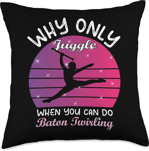 Vista 4 de Cool majorette baton twirling gifts Why only Juggle When You Can-Baton Twirler - Almohada de 16 x 16 pulgadas, multicolor