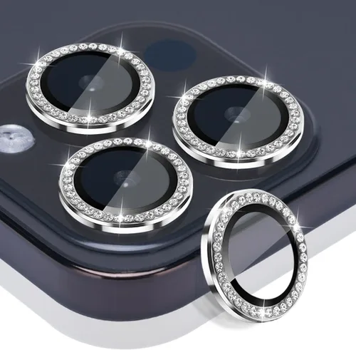 Vista 15 de Protector de lente de cámara para iPhone 15 Pro Max, protector de lente de vidrio templado con anillo de aleación de aluminio, compatible con iPhone