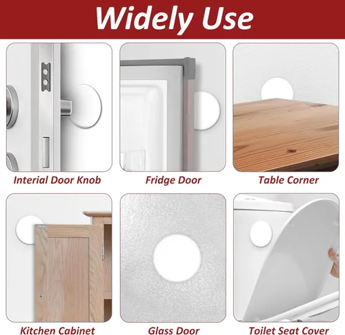 Vista 6 de Wideskall® Protector autoadhesivo para pomo de puerta redondo blanco (tamaño estándar de 3 pulgadas, 2.0 pulgadas)