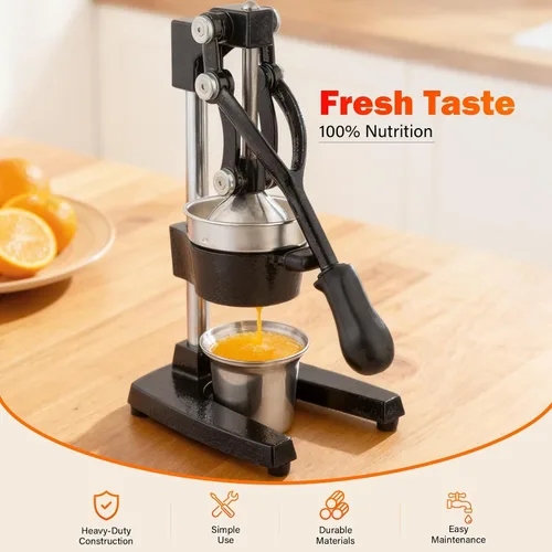 Vista 2 de Exprimidor manual de hierro fundido, exprimidor comercial de limón, exprimidor de cítricos profesional, ideal para extraer jugo de limones, naranjas