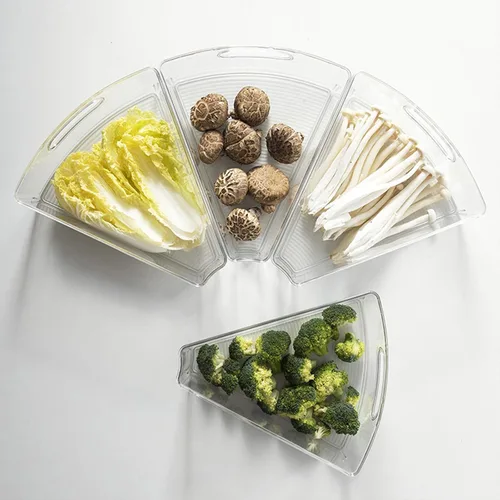 Vista 2 de Lazy Susan Organizador para gabinetes de almacenamiento de esquina transparentes de 26 a 28 pulgadas de diámetro, organizador de esquina de cocina