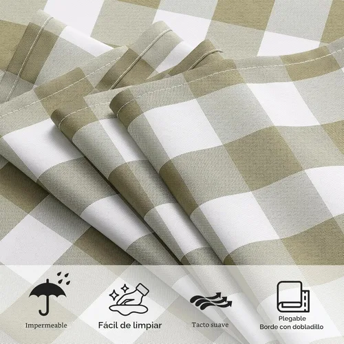 Vista 6 de Mantel a cuadros rectangular de gingham, impermeable, sin arrugas, manteles de búfalo a cuadros para mesa, lavables para comedor, fiestas y picnic