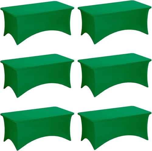 Vista 19 de Fixwal Paquete de 6 Manteles de Mesa Rectangulares, Cubierta de Mesa de 6 Pies, Mantel Blanco Rectangular Ajustado Elástico Rectangular, Cubierta