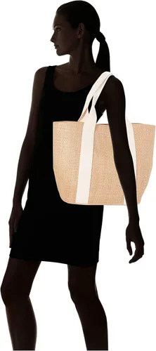 Vista 6 de The Drop Tracy Large Canvas Detail Straw Tote