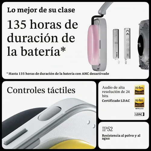 Vista 5 de Nothing Auriculares (a) Auriculares con cancelación activa de ruido adaptables 2026, auriculares inalámbricos Bluetooth 5.4 ANC con LDAC Hi-Res, 5