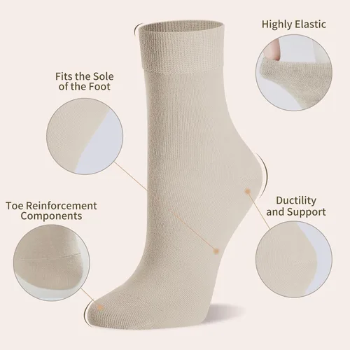Vista 3 de J-BOX Calcetines deportivos para mujer, calcetines casuales de algodón, suaves y transpirables, 10 pares Multicolor (5 pares)