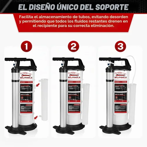 Vista 5 de BILITOOLS 9L Bomba extractora de aceite neumática/manual para cambio de aceite de motor