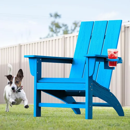 Vista 45 de Silla Adirondack moderna, sillas de patio de plástico HDPE para todo tipo de clima, silla para hoguera, sillas de césped al aire libre para terraza