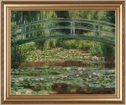 Vista 156 de IPIC - Reproducción artística de los lirios de agua de Claude Monet 1906, impresiones giclée coinciden con el marco dorado clásico, arte de pared