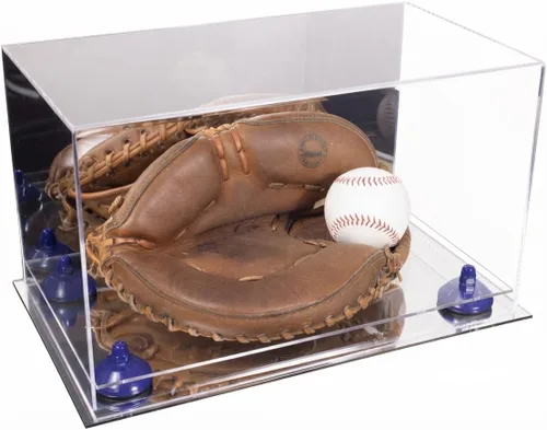 Vista 108 de Better Display Cases Vitrina de guantes de béisbol de acrílico transparente con elevadores negros (A011/V16)