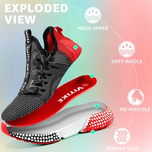 Vista 2 de WETIKE - Zapatos de malla para niños, ligeros, de correr, con talón abierto