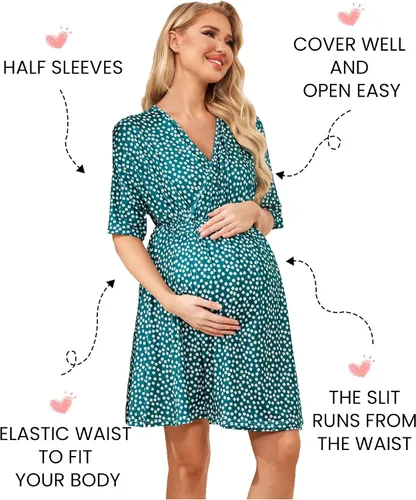 Vista 2 de Camisón Ekouaer para maternidad, vestido de noche, de lactancia, para mujer