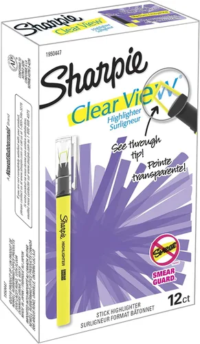 Vista 6 de Sharpie Clear View 1950746 - Resaltador en barra, amarillo, paquete de 12