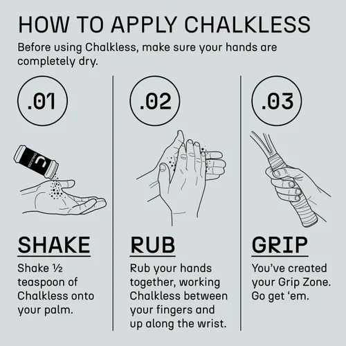 Vista 7 de Chalkless Black Grip Enhancer – Alternativa de tiza líquida prémium y tiza de mano menos desorden para bouldering, béisbol, tenis, fútbol, tiro