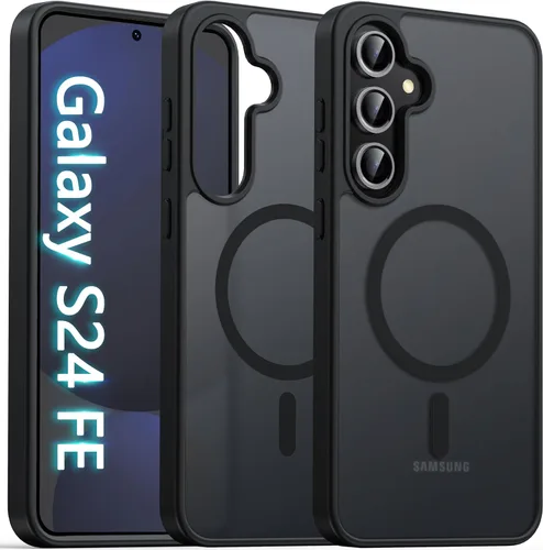 Vista 12 de Oterkin Funda magnética para Samsung Galaxy A17 mate, funda de teléfono A17 compatible con MagSafe esmerilada, translúcida, a prueba de golpes Negro