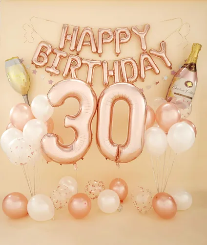 Vista 7 de PartyHooman Decoraciones de cumpleaños número 30 para mujer con banda de cumpleaños número 30 y tiara de diamantes de imitación Globos