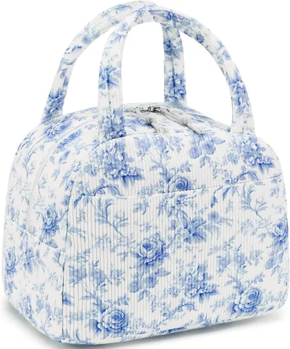 Vista 20 de Bluboon Bolsa de almuerzo para mujer, bonita bolsa de almuerzo de pana con correa para el hombro, reutilizable, aislada, gran capacidad