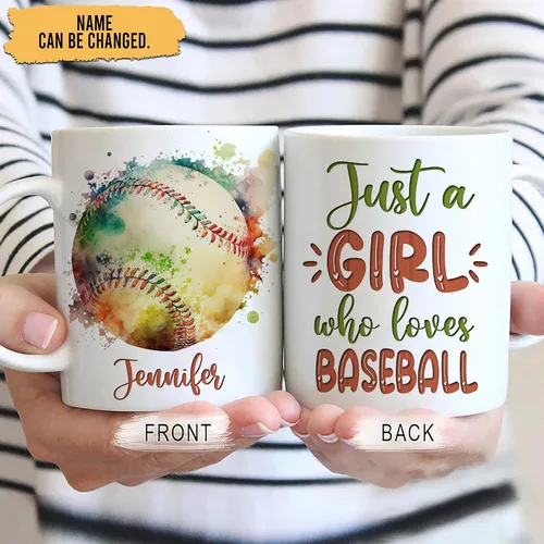 Vista 2 de Hyturtle Regalos personalizados para los amantes del béisbol – Taza de café de cerámica con nombre personalizado de 11 onzas – Idea de regalo