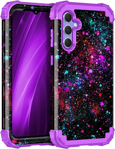 Vista 29 de Miqala Funda para Galaxy A14 5G, que brilla en la oscuridad, tres capas, resistente, a prueba de golpes, protección completa, parachoques