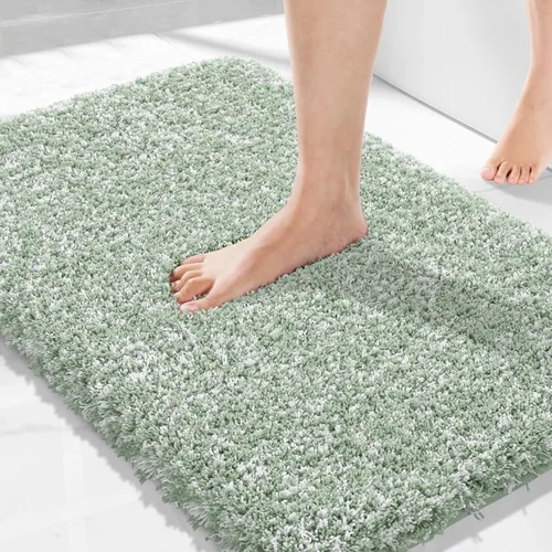 Vista 89 de Yimobra Alfombras de baño en negro y blanco antideslizantes lavables, tapetes de baño ultra suaves y absorbentes de agua, alfombra de ducha suave