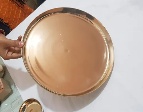Vista 4 de Pure Source India Kansa Thali Set - 6 piezas, dorado