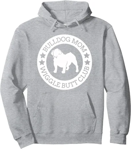 Vista 3 de Bulldog Inglés Mom Wiggle Butt Club Camiseta para mujer Sudadera con capucha Gris asfalto