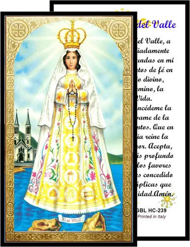 Vista 2 de Regalos de Lulee, LLC Virgen del Valle Patrona de la Isla Margarita Venezuela y Catamarca Argentina Medalla Cadena y Estampa de Rezo Bendecida por