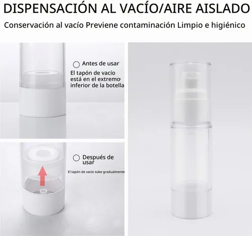 Vista 5 de TRENDBOX Botellas de viaje con bomba de vacío sin aire de 1.0 fl oz / 1 oz para lociones, crema, paquete de 4