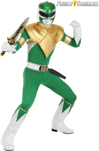 Vista 3 de Disfraz de Power Ranger verde para adultos, traje clásico de Tommy Oliver