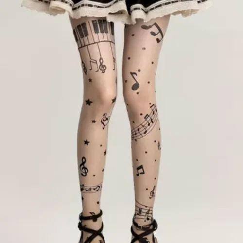 Vista 3 de RICHTRUE Whimsy Twee Funky - Mallas estampadas para mujeres, adolescentes y niñas, Emo Goth Cool 2000s Fun Printed Tights Y2k Grunge Alt Clothes
