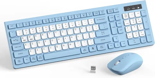Vista 11 de Combo de teclado y mouse inalámbricos, teclado inalámbrico de tamaño completo y mouse DPI ajustable, receptor USB de 2.4 GHz, teclado y mouse