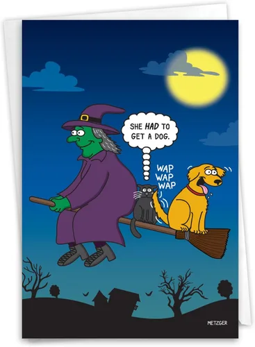 Vista 12 de NobleWorks - Divertida tarjeta de felicitación navideña de Halloween con sobre de 5 x 7 pulgadas (1 tarjeta) estacionamiento de escoba C10154HWG