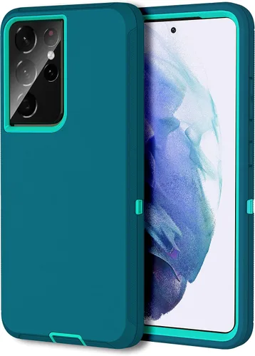 Vista 10 de MXX Funda compatible con Galaxy S21 Ultra, funda protectora de cuerpo con parachoques de 3 capas súper resistente y servicio pesado