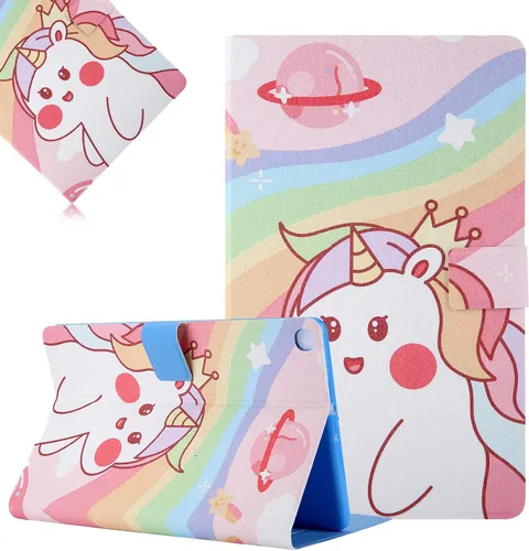 Vista 10 de LCHDA Funda para Samsung Galaxy Tab A8 10.5 2021 (SM-X200 / SM-X205), soporte delgado con tapa para folio, cubierta pintada inteligente, piel