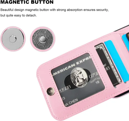 Vista 43 de KIHUWEY - Funda tipo cartera compatible con iPhone 15 con soporte para tarjetas de crédito, cierre magnético, soporte de cuero premium, cubierta
