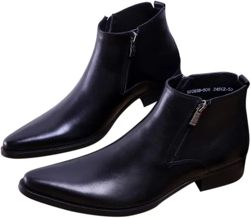 Vista 6 de Santimon Botas casuales con punta puntiaguda con cremallera de moda para hombre