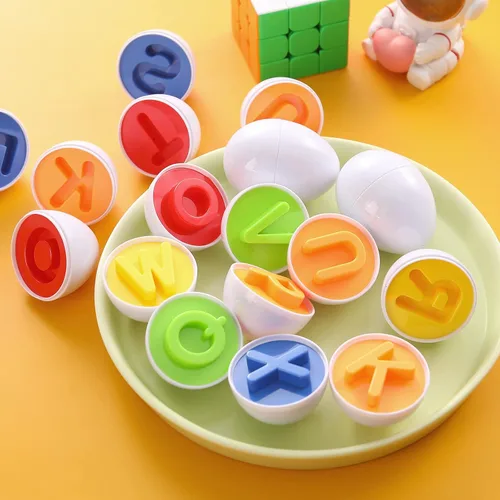 Vista 3 de gbayle Letras a juego de huevos 26 piezas ABC juguetes alfabético educativo de reconocimiento de color y forma clasificador rompecabezas habilidades