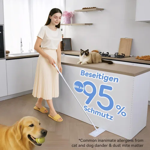 Vista 2 de Sweeper 2 en 1 - Kit de trapeado y barrido de suelos secos + húmedos, kit multisuperficie para limpieza de pisos, el kit incluye 1 sweeper, 14 paños