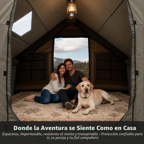 Vista 7 de Luxury Inflatable Camping Tent,Wind & Rain Resistant,Breathable & Durable Wear-Resistant Fabric,Built-in Stove Jack,Fast Setup with Pump,All-Season