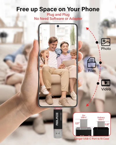 Vista 3 de ABLAZE 16GB Unidad Flash USB Tipo C 10 Pack, Memoria Stick Thumb Drive Dual USB 2.0+USB C Compatible con iPhone 16/15, Smartphone Android