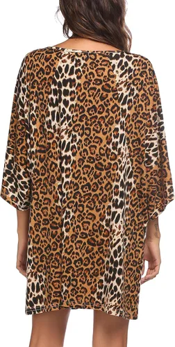Vista 5 de Ekouaer Camisón de dormir con cuello en V profundo para mujer, camisón de murciélago de gran tamaño, tallas S-4XL