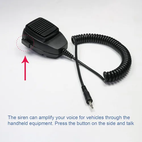 Vista 4 de DICMIC Sistema de bocina PA de sirena de emergencia de 200W con 8 tonos con micrófono de mano y 2 interruptores de control de luces