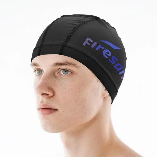 Vista 13 de Gorro de natación de tela Firesara, gorro de baño de alta elasticidad mantiene el cabello limpio y transpirable, se ajusta tanto al cabello largo